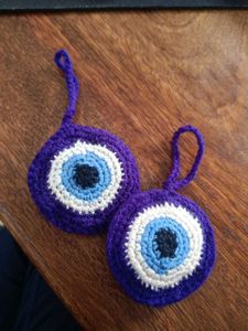 Crocheted Evil Eye Charms (Set of 2)