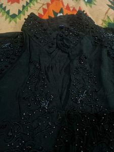 Black Pearl Work Straight Kurti |
