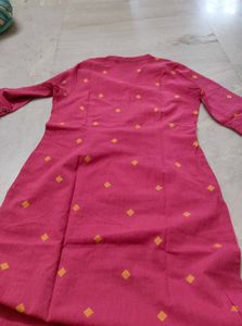 Pink Kurta with Yellow Diamond Print