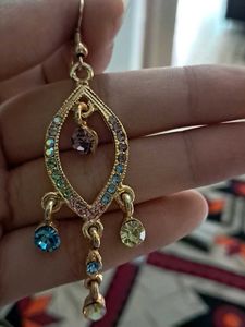 Elegant Dangle Earrings with Multicolored Gems