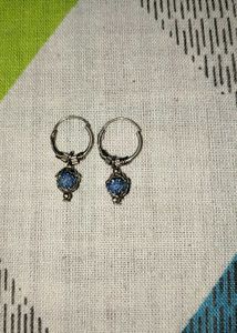 Boho Blue Stone Hoop Earrings