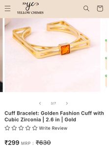 Gold Cuff Bracelet with Orange Zirconia