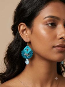 Boho Crochet earrings with Shells for navratri