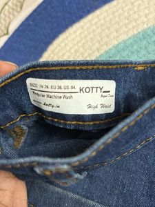 Blue Denim Button-Front A-Line Skirt