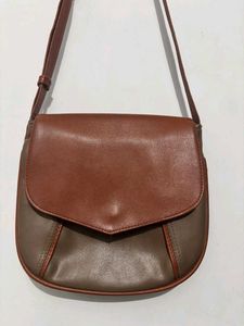 Brown Faux Leather Crossbody Bag
