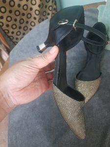 Taiwan Golden Black Slip-On Heels