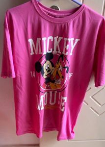 Pink Mickey Mouse Graphic T-Shirt