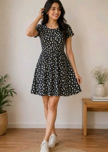 Daisy Print Fit & Flare Dress