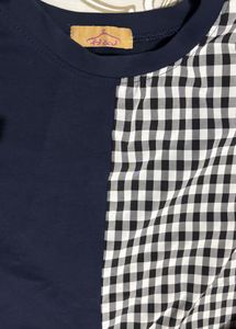 Chic Navy &amp; Gingham Tie-Front Top
