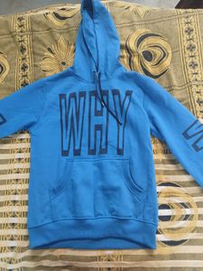 Blue "WHY" Graphic Hoodie