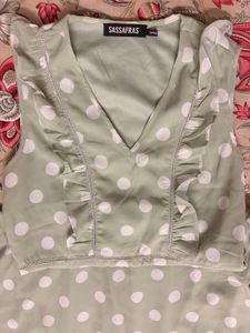 Light Green Polka Dot Midi Dress