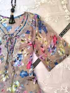 chatpata neckline sheer kurti