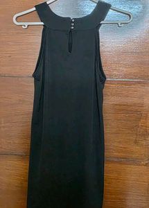Elegant Black Embellished Neckline Dress