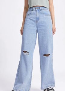 Light Wash Distressed Wide Leg Jeans