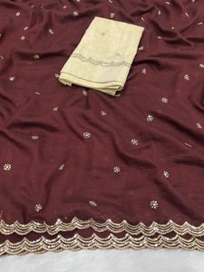 Premium vichitra silk Saree with Sequin Border