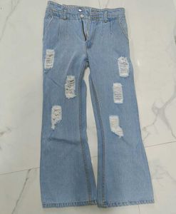 Trendy Ripped Wide Leg Jeans