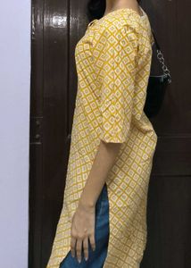 Yellow Printed Kurti