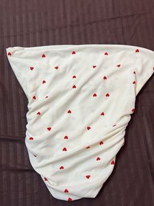 Cute Heart Print Boat Neck Top