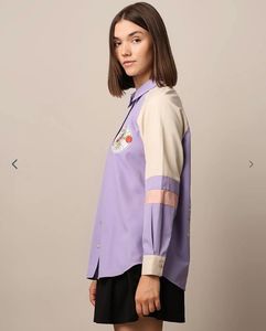 Retro Cartoon Print Button-Up Shirt