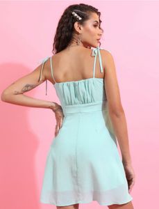 Women Fit And Flare Green Mini Dress