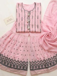 semi stitched shraara suit with dupatta