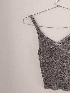 Trendy And Cute Gray Knit Tank Top