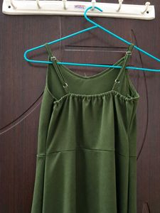 Olive Green Eyelet Detail Midi Dress