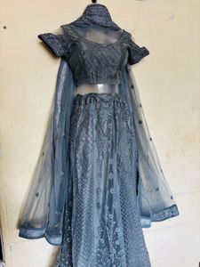 Grey Embroidered Lehenga Choli