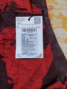 Chic Red &amp; Burgundy Abstract Print Dress