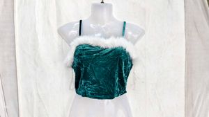 24216. Festive Velvet Crop Top
