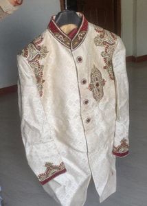 Elegant Cream Embroidered Sherwani