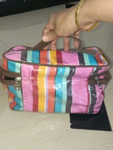 Striped Cosmetic Pouch