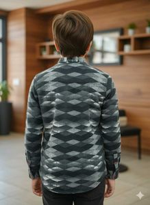 Boy's Patterned Casual Shirt black and white