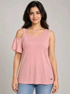Cute Pink Cold Shoulder Top