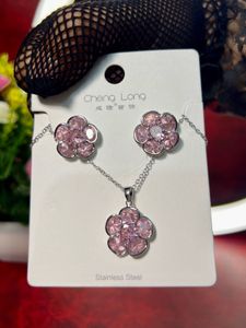 Charming Pink Crystal Jewelry Set