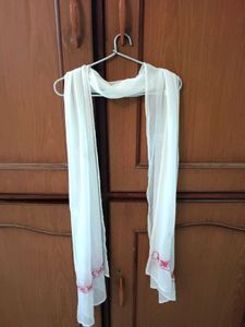 White Chikankari Kurta with Pink Embroidery