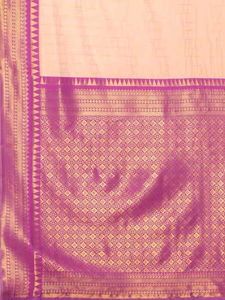Beautiful Peach Saree with Purple Border