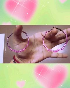 Pink Sparkly Enamel Hoop Earrings