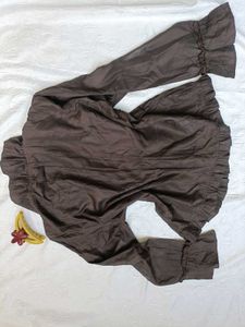 Vintage Ruffled Brown Blouse