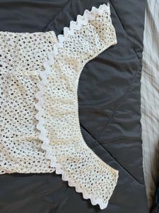 Chic White Eyelet Off-Shoulder Top