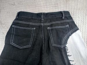 Two-Tone Wide Leg Jeans