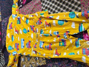 Cute Yellow Vehicle Print Pajama Set