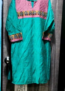 Teal and Onion Pink Suit with mukaish work