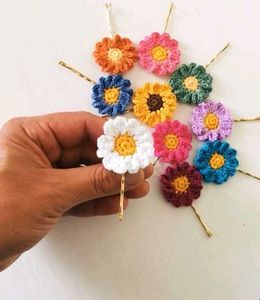 Handmade Crochet Flower Hair Pins
