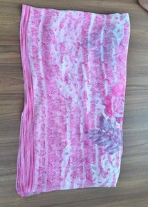 Pink Floral Georgette Saree with Stone-Work Pallu