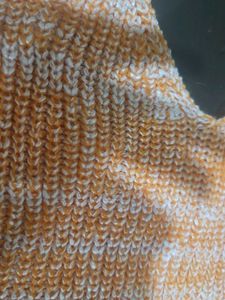 Orange &amp; White Knit Crop Top
