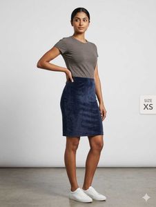 Navy Velvet Pencil Skirt