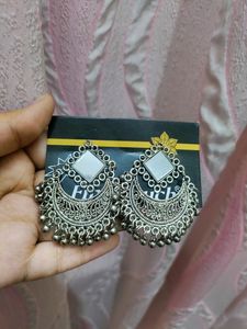 Beautiful Oxidised Earrings With Mirror Work