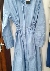 Light Blue Collared Shirt Dress