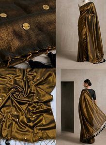 ✨ Premium Bronze Tissue Silk Saree | Gold